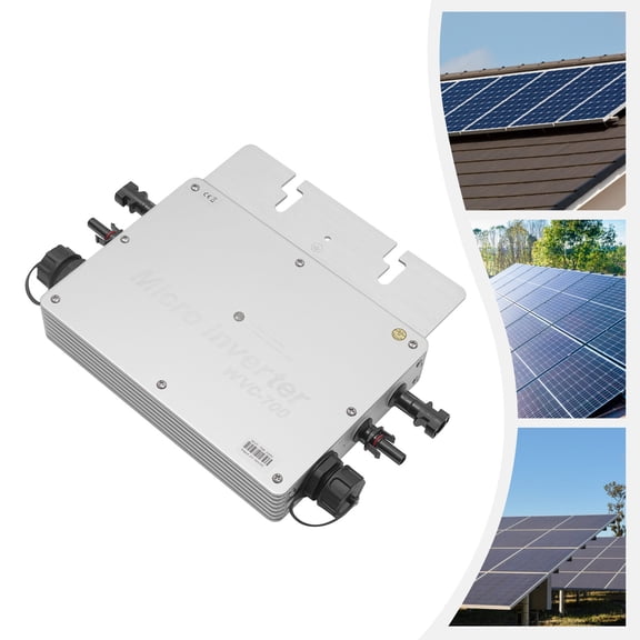 IP65 Micro Inverter Solar Grid Tie Micro Power Inverter Kit 120V 700W Waterproof Silver 8.39*2.28*9.84