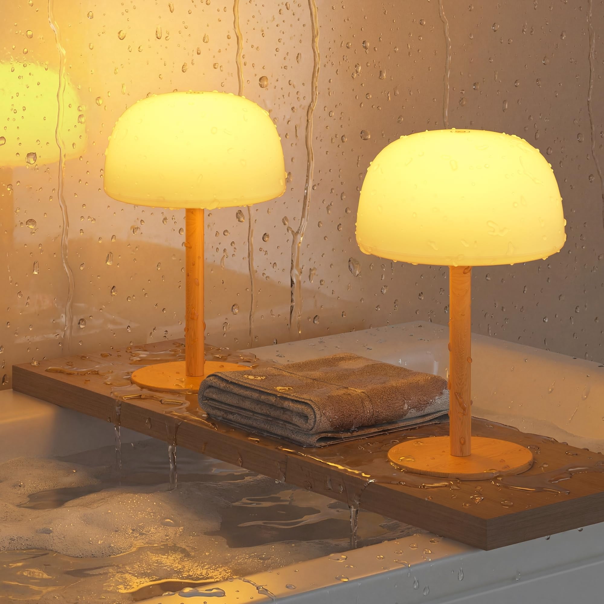 IP65 Shower Lamp Waterproof, 7500mAh Rechargeable Shower Lights for Inside Shower, 18 Colors Cordless Shower Light, Stepless Dimming LED Table Lamp for Bathroom Bathtub Patio Outdoor