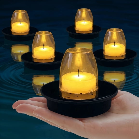 IP65 Solar Floating Pool LED Candle Lights, Push‑Control Warm White Floating Pool Lights for Garden, Pond, Patio & Outdoor Decor