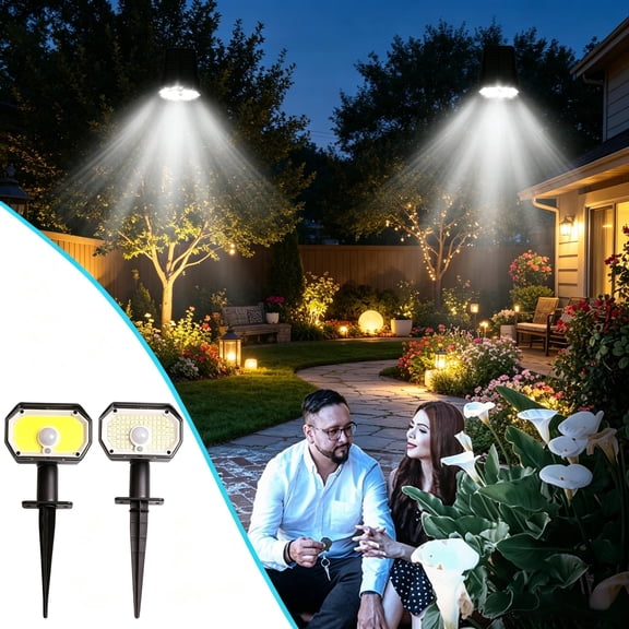 IP65 Waterproof Dual-Use Solar Spot Light with Motion Sensor, Wall Mount & Ground Stake 2 Installation Ways 3 Lighting Modes Adjustable Angle LED Security Lamp for Yard Garden Driveway Patio Decor