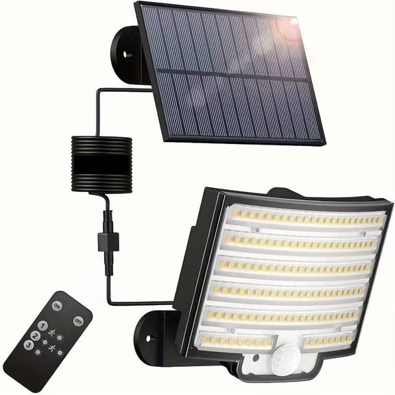 IP65 Waterproof Solar Outdoor Light - LED Motion Sensor Light - Security Floodlight with Remote Control for Patio, Garage, Yard