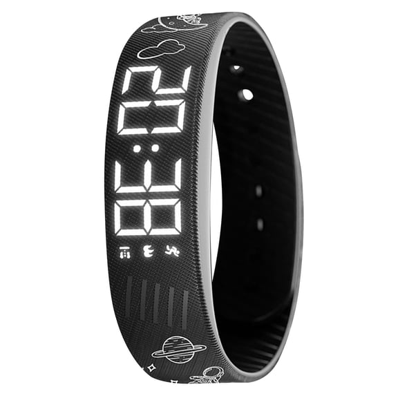 IP65 Waterproof Vibrating Alarm Wristband, Cartoon Astronaut Silent Alarm Clock Watch for Boys Girls Heavy Sleepers (Black Astronaut)