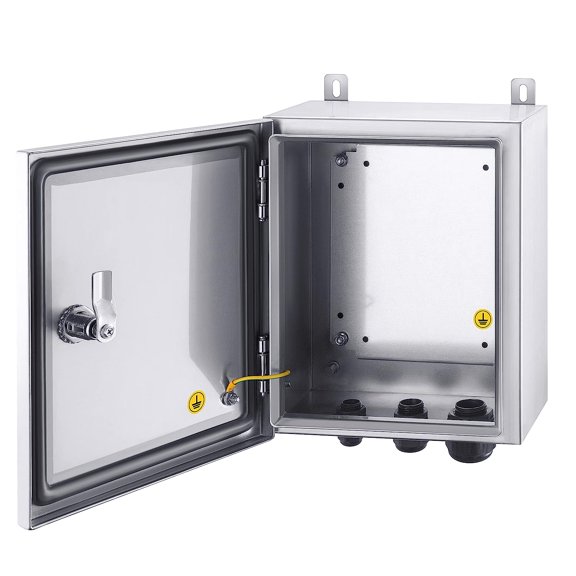 IP65 Weatherproof Stainless Steel Box Wall-Mounted Electronic Equipment Enclosure Box with Mounting Plate and Wall Bracket (12'' x 10'' x 6'')