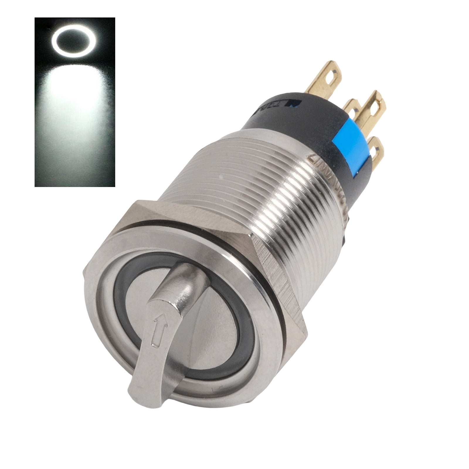 IP66 IK09 19mm Rotary Switch Latching 2Position 1NO1NC Stainless Steel ...