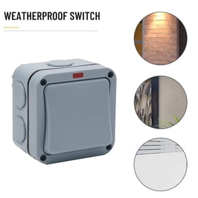 IP66 Outdoor Weatherproof Light Switch, 1 Gang Gray Waterproof Electrical Box for Garden Patio, 20A 220V Single Rocker Switch with Rounded Corners for LED Lighting