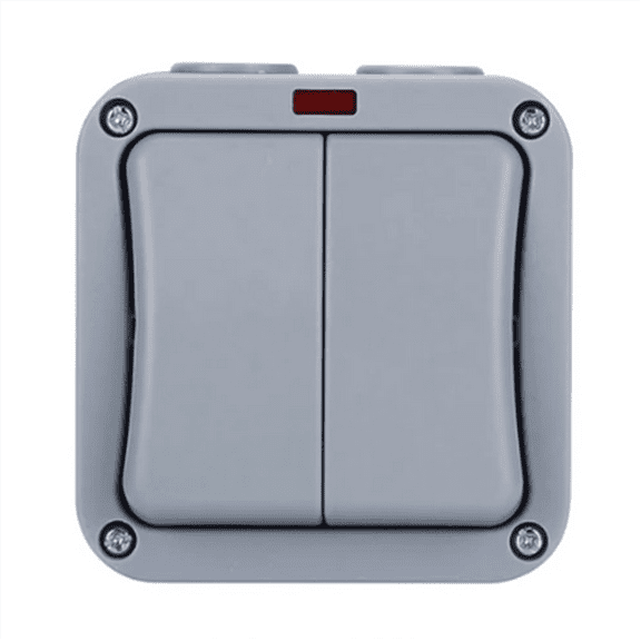 IP66 Wall Electrical Switch 220V Light Waterproof on Off Security Button with Fixation Night in the Pc Power(B),1 x Wall Electrical Switch,Grey