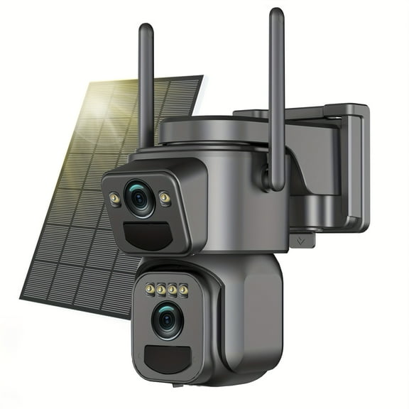 IP66 Waterproof [10x Zoom] 360-degree Low-power CCTV Solar Panel Battery 2K WiFi Camera With Spotlight Alarm, Motion Detection, Color Night Vision, Two-way Audio