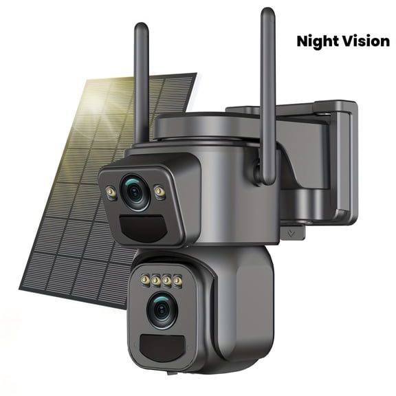 IP66 Waterproof [10x Zoom] 360-degree Low-power CCTV Solar Panel Battery 2K WiFi Camera With Spotlight Alarm, Motion Detection, Color Night Vision, Two-way Audio