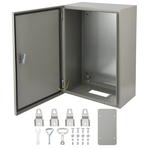 IP66 Waterproof Electrical Box Stainless Steel NEMA 4X Junction Enclosure with Hinged Cover, Lock & Removable Mounting Plate for Outdoor Industrial Use