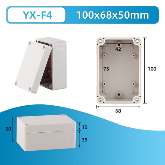 IP66 Waterproof Electrical Junction Box ABS Plastic Outdoor Enclosure 158X90x60mm Weatherproof Case For DIY Electronics Wiring And Control Systems For Resistant Design(100x68x50mm)