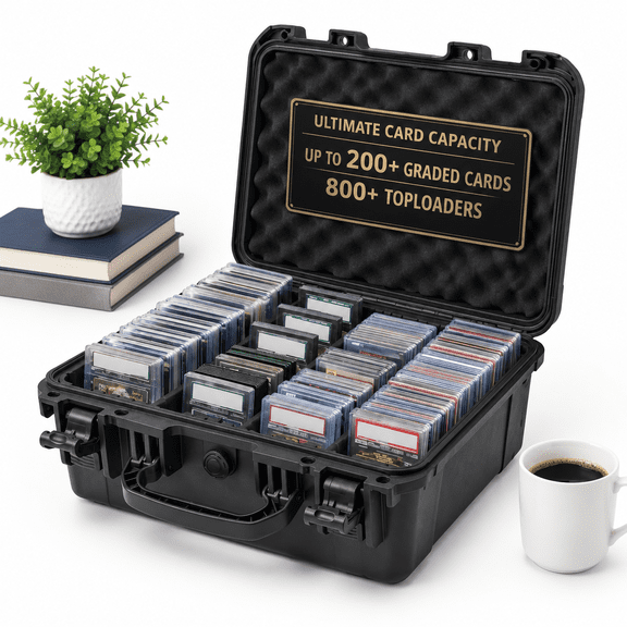 IP67 Waterproof 4 Row Graded Card Case, Holds 200+ Slabs & 800+ Top Loaders