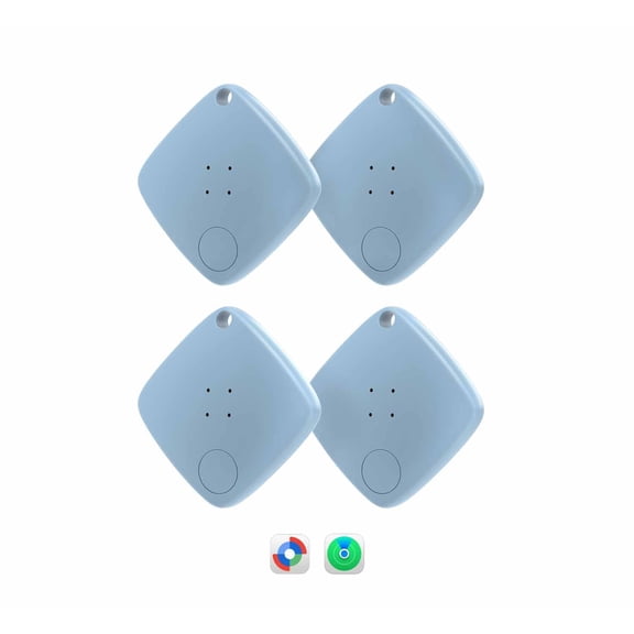 IP67 Waterproof Anti-Lost Tracker with Replaceable Battery, Compatible with Find My & Find Hub Network, Long-Range Item Locator for Keys, Luggage, Passport, Blue, 4-Pack