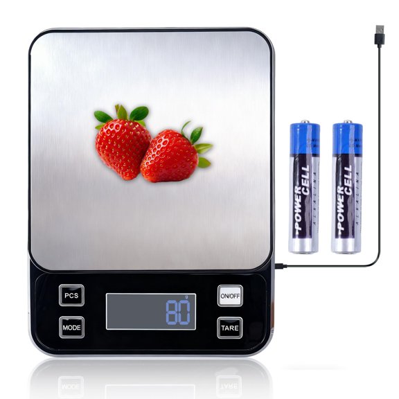 IP67 Waterproof Digital Kitchen Scale, 10kg/22lb Capacity with 0.1g Precision, Kitchen Scales for Food,Rechargeable Battery & 5 Units Conversion for Cooking, Baking - Food Scale