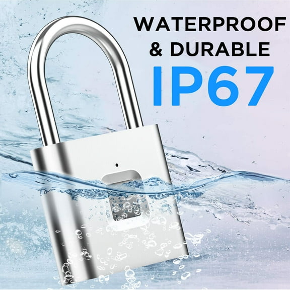 IP67 Waterproof Fingerprint Padlock Lock Smart Lock Door Keyless Biometric USB C