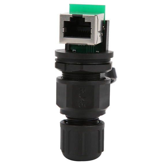 IP67 Waterproof RJ45 Male to Female Network Bridge Connector, 8-Pin Ethernet Cable Adapter with Threaded Lock, Black, Copper Contacts, No Soldering Required