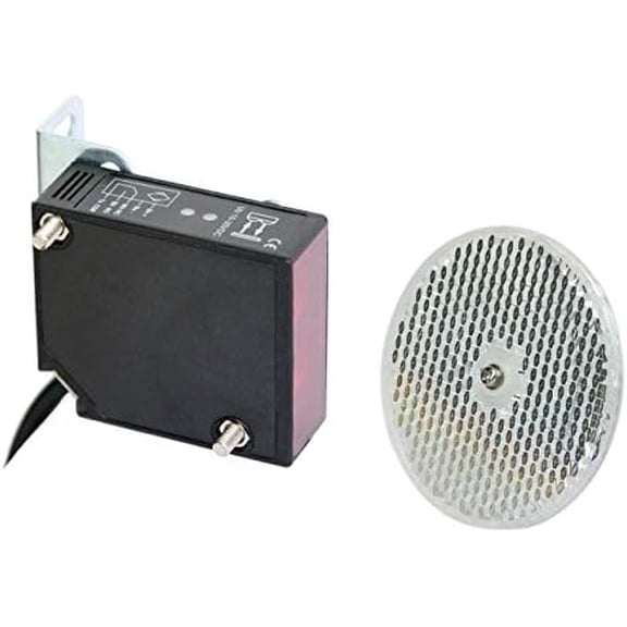 IP67 Waterproof Universal 10-30VDC Safety Retro-Reflective Photoelectric Beam Sensor for 12VDC and 24VDC Gate Opener, Garage Door Sensor Up to 40 Feet Sensing Range, Pre-Wired 6.6 Feet Cord