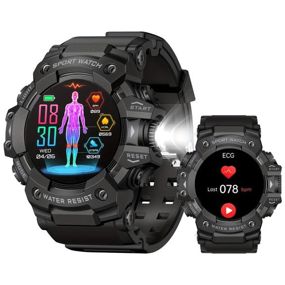 Unisex Smart Watch, Call Function, Compass & LED Flashlight, IP68 Waterproof, 100+ Sports Modes, Fitness & Sleep Tracker, for iOS & Android, Gift