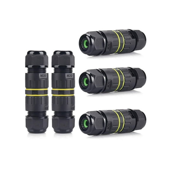 IP68 Waterproof 2 Way 2 Pin Junction Box Electrical Cable Connector,5 Pack 24A 400V M20 Wire Range(9-12mm) for Outdoor Rapid Maintenance Expansion and Extension of Cable Connectors