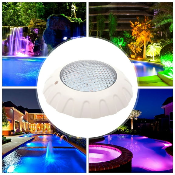 IP68 Waterproof 38W 12V LED Pool Lights Underwater RGB Swimming Light Lamp Spa 9.05*9.05*2.16in for High Shelters, Low Shelters, Swimming Pools