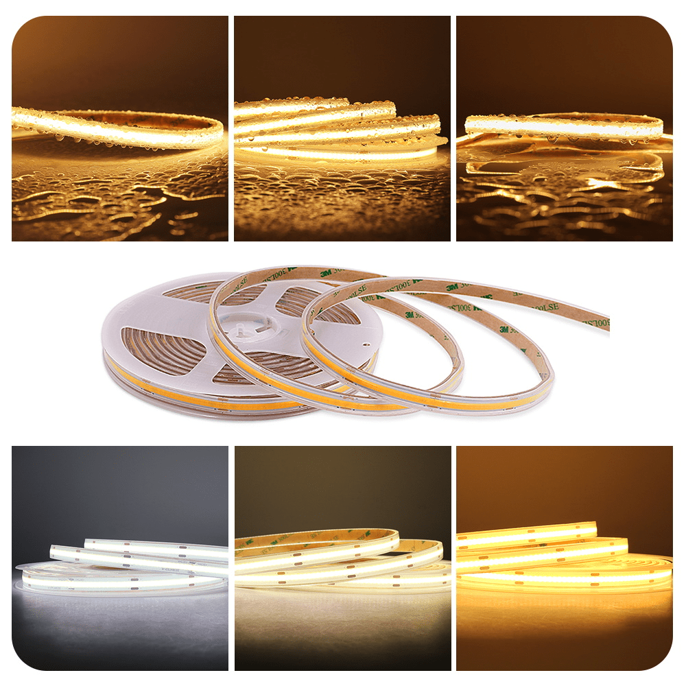 IP68 Waterproof COB LED Strip,16.4FT 24V 6000K 480LEDs/m COB Light Strip for Outdoor Bathroom Swimming Pool Decoration (Without Power Supply)