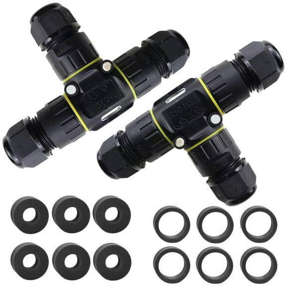 IP68 Waterproof Cable Connector 3-Channel 3-Poles, Outdoor Waterprrof Junction Box Connector,Ideal for 2 or 3 Pin Cables 4-12mm,Use for Outdoor Billboards,Tunnel Lights,Road Landscape Lights