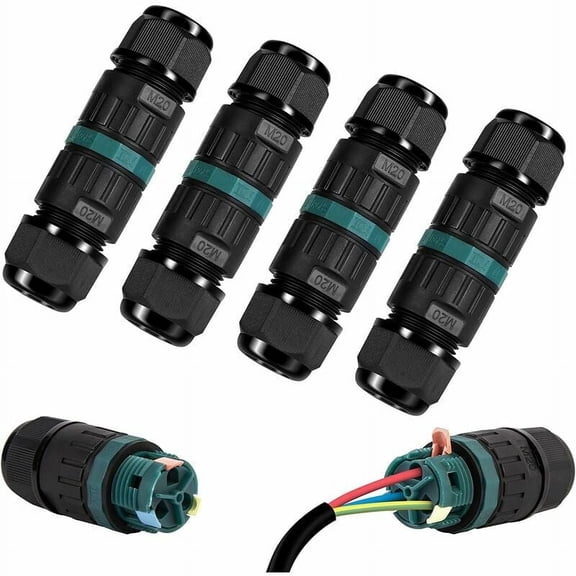 IP68 Waterproof Cable Connector, High Quality PA66 Plastic 2-Way Electrical Connector for Cables 5-12mm, Easy to Use Screw-Less Electrical Connector for Outdoor Projects, 4PCS