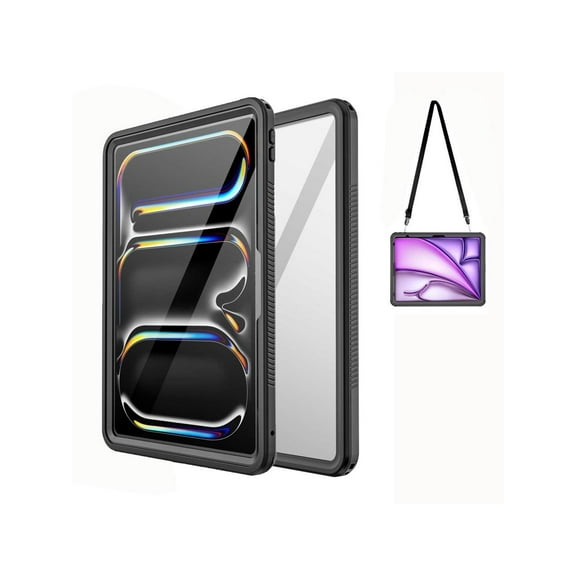 IP68 Waterproof Case for iPad Pro 13 inch M4 2024 Model A2925/A2926/A3007 Built-in Screen Protector, Full Body Shockproof Protection Cover with Strap Protective Cover with Lanyard