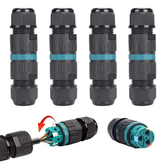 IP68 Waterproof Electrical Connection, 4 Pcs 3-Wire Waterproof Electrical Connector, IP68 Waterproof Junction Box Outdoor 2-Way Waterproof Junction Box for ? 5 Cable