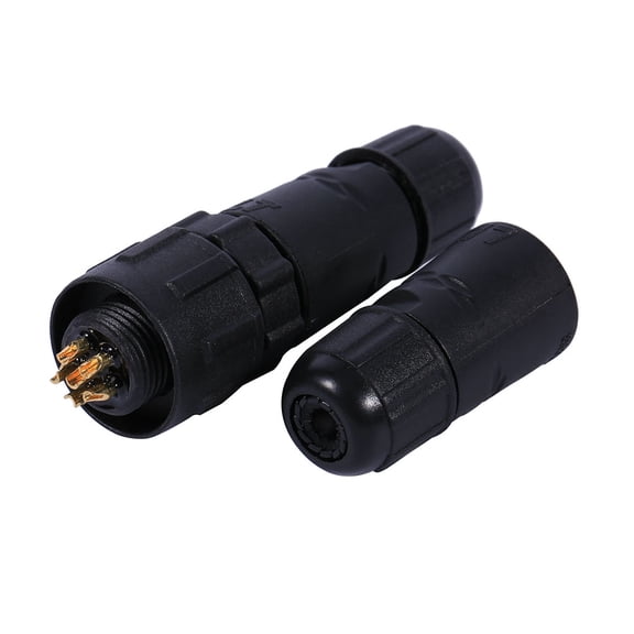 IP68 Waterproof Grade Plug and Socket Electrical Soldering Cable Connector Black 6 Pins