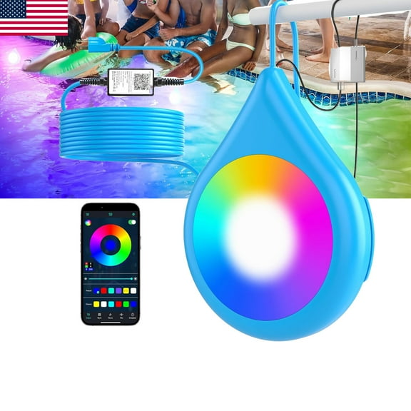 IP68 Waterproof LED Pool Lights with APP Control Underwater Lights with Color Changing, Shower Bath Pool Lights for Inground for Aboveground Inground Pools Ambient LED Rgb Lamp Light Pool Accessories