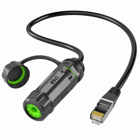 IP68 Waterproof M20 RJ45 Shielded CAT6A Female Panel Mount Socket Network Ethernet Adapter Extension Cable with Cable