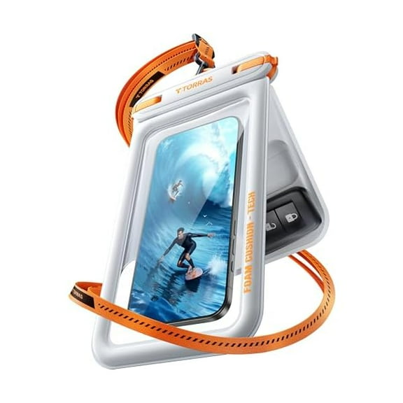 IP68 Waterproof Phone Pouch Double Space, Floating Waterproof Phone Case with Lanyard for iPhone 16 Pro Max 15 14 13 S25 S24, Phone Dry Bag Vacation Cruise Ship Travel Essentials 7.0'', White