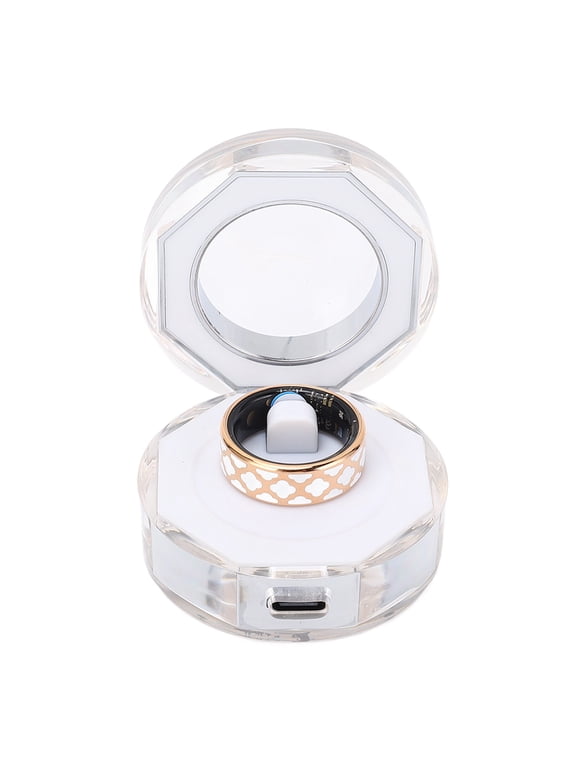 IP68 Waterproof Smart Fitness Tracker Ring with Touch Display Screen & Portable Charging Case, US Size 12