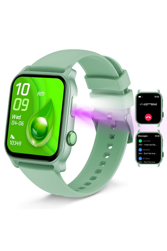 Smart Watch LED Flashlight Bluetooth Call(Answer Make Calls) 150+Sports Modes Multimedia Message Reminder Smartwatch for Android Ios Women Men Watch