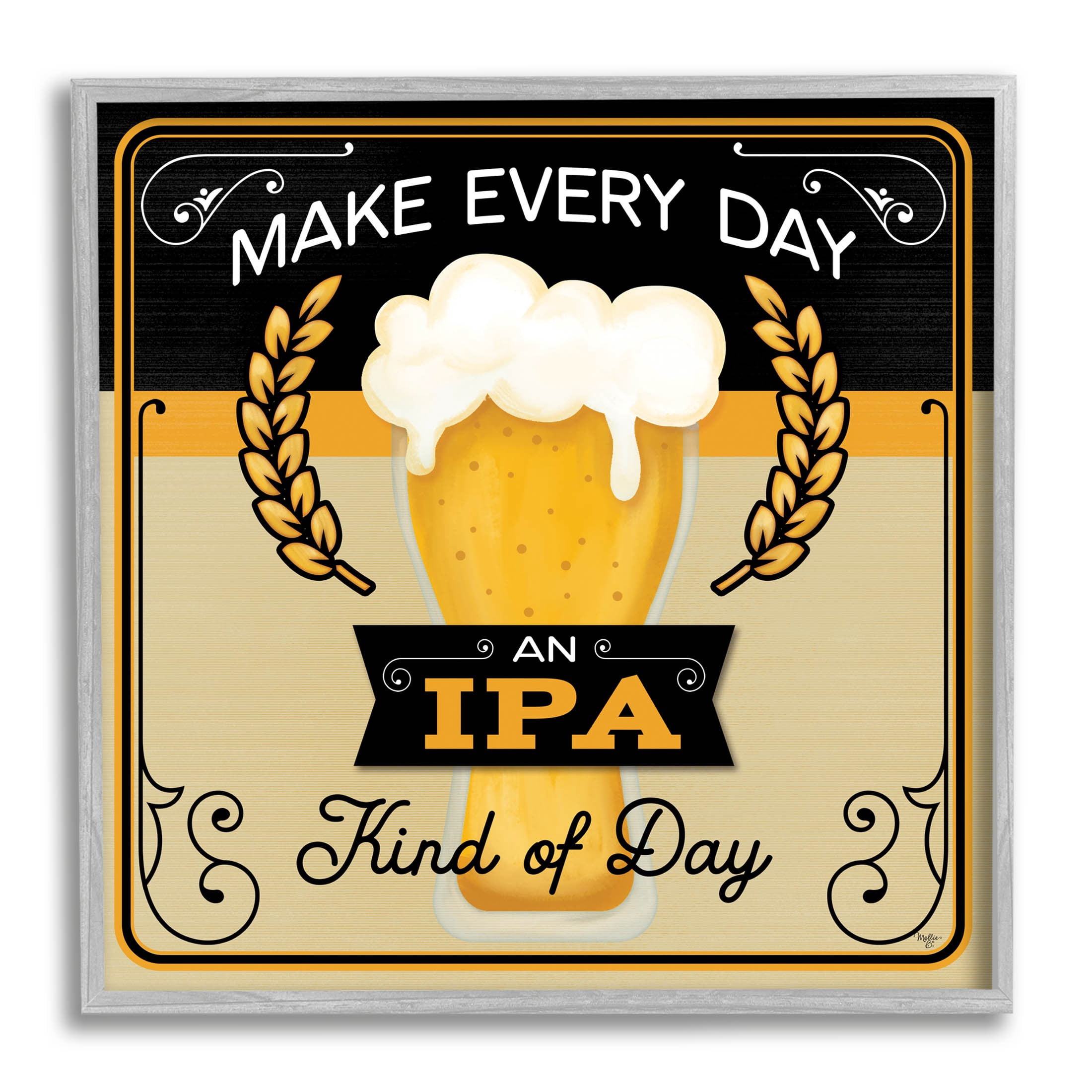 IPA Kind Of Day Beer Sign Food & Beverage Graphic Art Gray Framed Art Print Wall Art