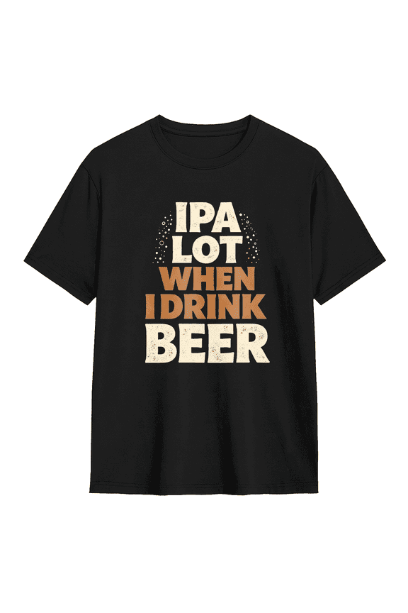 IPA Lot When I Drink Beer Bold Text Retro Graphic Tee for Men, Amusing BBQ Cotton Short Sleeves T-Shirt
