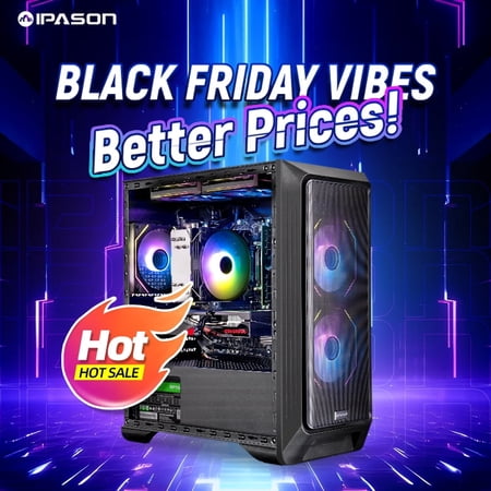 IPASON Gaming PC Intel i5-13400F, NVIDIA RTX 4060, 16GB RAM, 1TB SSD, Windows 11 Home, for Gaming, Streaming & Productivity,Desktop PC