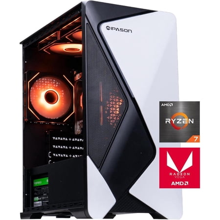 IPASON Gaming PC Ryzen 7 5700G 4.6GHz 16GB RAM 1TB NVMe SSD WiFi Win11 Desktop Computer