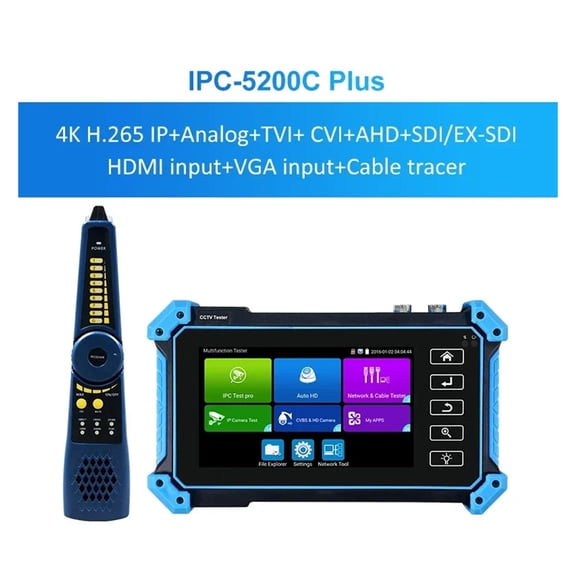 IPC Tester CCTV Tester IPC-5200C Plus 8MP AHD CVI TVI SDI IP Camera Tester Ipc 5100c Plus 5.4"Touch Screen VGA Cable Tester ,Video Surveillance Testing