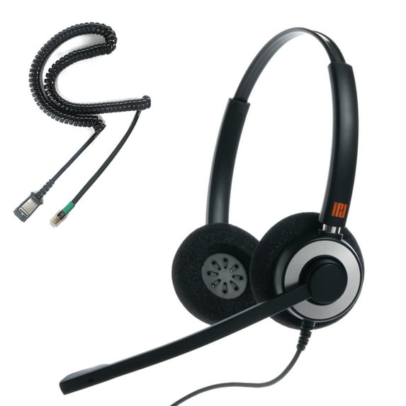 IPD Pro IPH-165-U10P-S Binaural Headset with Extra Foam Cushion for Yealink, Snom, Grandstream, Panasonic Landline IP Phones