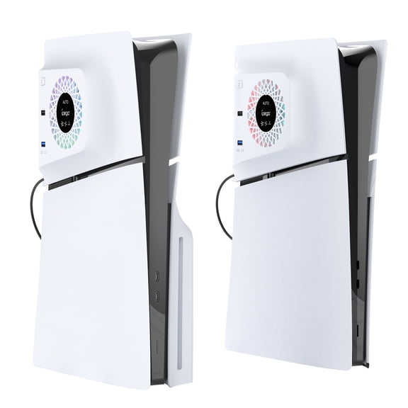 IPEGA All-in-One RGB Cooling Fan Faceplate for PS5 Slim - Smart Temperature Control Cooler with 4-Port USB HUB, Universal Fit, Colorful LED Lighting, Console Performance Upgrade