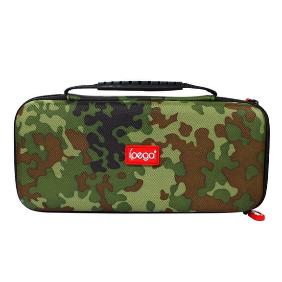 IPEGA Camouflage Hard Shell Carrying Case for Nintendo Switch - Shockproof Compression-Resistant Travel Bag with Zipper & Inner Divider, Portable Handheld Protective Pouch for OLED/Original Consoles