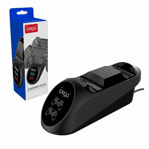 IPEGA Dual Charging Dock for PS4/PS4 Slim/PS4 Pro Wireless Controllers - Fast-Charging Bluetooth Gamepad Base with LED Battery Indicators, Space-Saving Charger Station