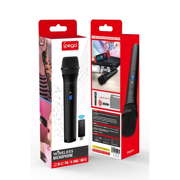 IPEGA Multi-Platform Wireless Gaming Microphone with On/Off Switch - Compatible with Switch/PS4/PS3/Xbox One/Wii U/NS, Lag-Free Party Chat Mic, Portable Wireless Audio for Gaming & Streaming