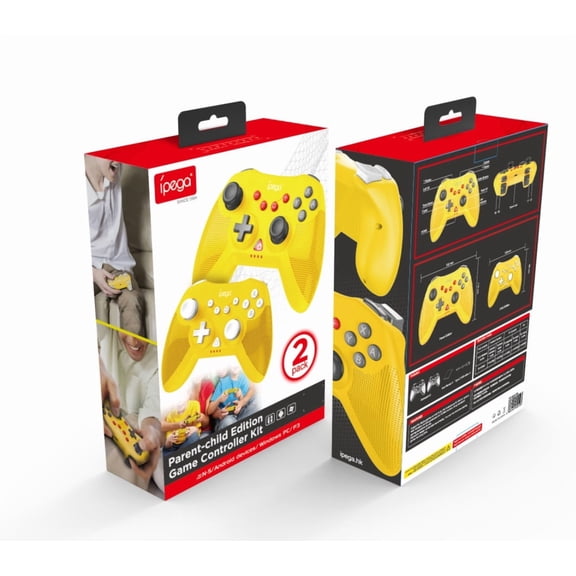 IPEGA Switch Wireless Bluetooth Controller Parent-Child Bundle - Six-Axis Motion & Turbo Auto-Fire, Compatible with PS3/PC/Android, Family Gaming Twin Pack