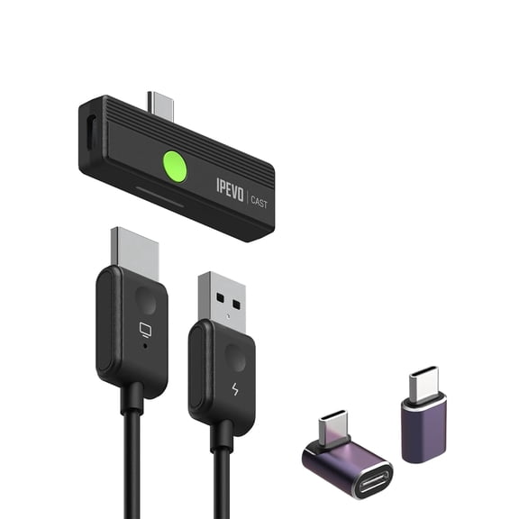 IPEVO CAST Wireless Screen Sharing USB-C Transmitter & HDMI Receiver with Companion Box Bundle, 1080p 60Hz, Plug & Play