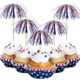 thumbnail image 1 of IPEWLEX 30pc Independence Day Firecracker Cake Toppers - Red White Blue Disposable Cocktail Sticks, Patriotic Dessert Decorations for 4th of July Party, 1 of 7