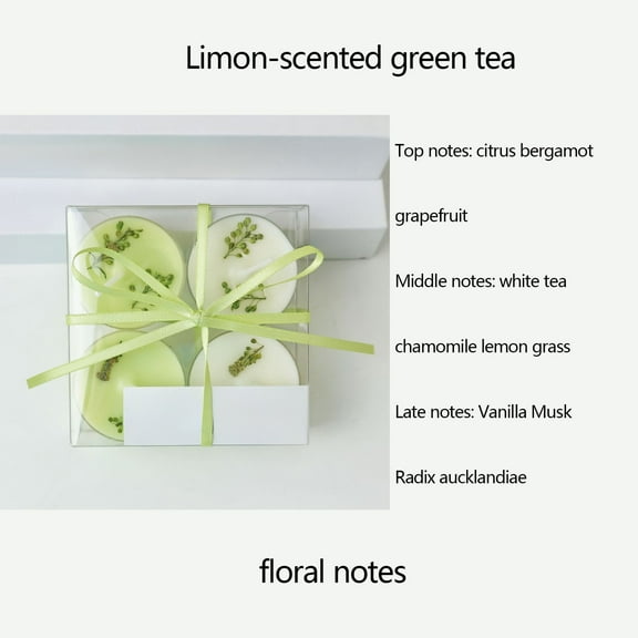 IPEWLEX 4 Pcs White & Green Beeswax Soy Wax Tealight Candles with Dried Flowers - Ideal for Relaxation, Spa, Gifts - Long Lasting Aroma