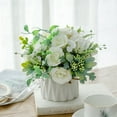 thumbnail image 1 of IPEWLEX Artificial Flower Bouquet with Small Ceramic Vase - Realistic Silk Floral Decoration for Home, Office, and Party, 1 of 6