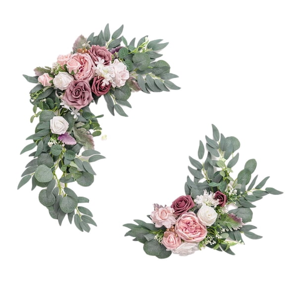 IPEWLEX Artificial Flower Wedding Arch Decoration Set, Lifelike Silk Roses and Green Leaves for Party and Event Decor